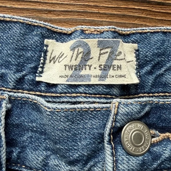 Free People Blue Distressed Jean Shorts - Picture 2 of 5